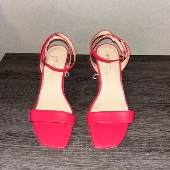 Nine West Pink Casual Open Toed Ankle Strap Casual Stiletto Heels Size 9.5 - Picture 4 of 8